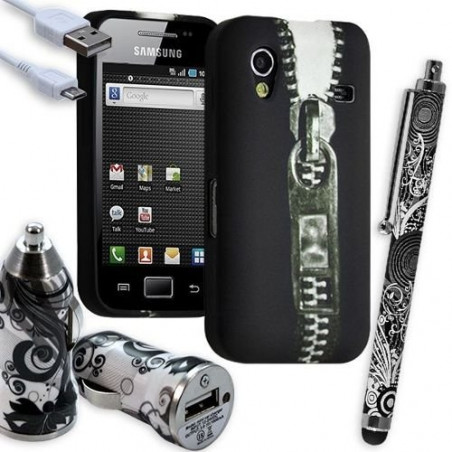 Housse Étui Coque En Gel + Chargeur Voiture Auto + Stylet Pour Samsung Galaxy Ace S5830 S5839i Avec Motif LM07