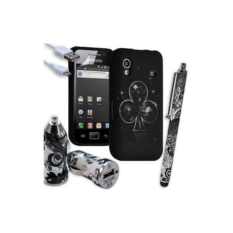 Housse Étui Coque En Gel + Chargeur Voiture Auto + Stylet Pour Samsung Galaxy Ace S5830 S5839i Avec Motif LM16