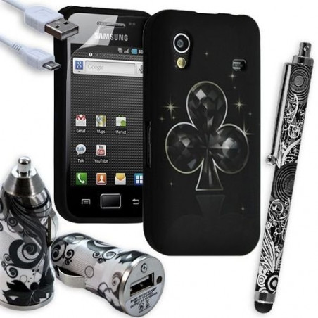 Housse Étui Coque En Gel + Chargeur Voiture Auto + Stylet Pour Samsung Galaxy Ace S5830 S5839i Avec Motif LM16