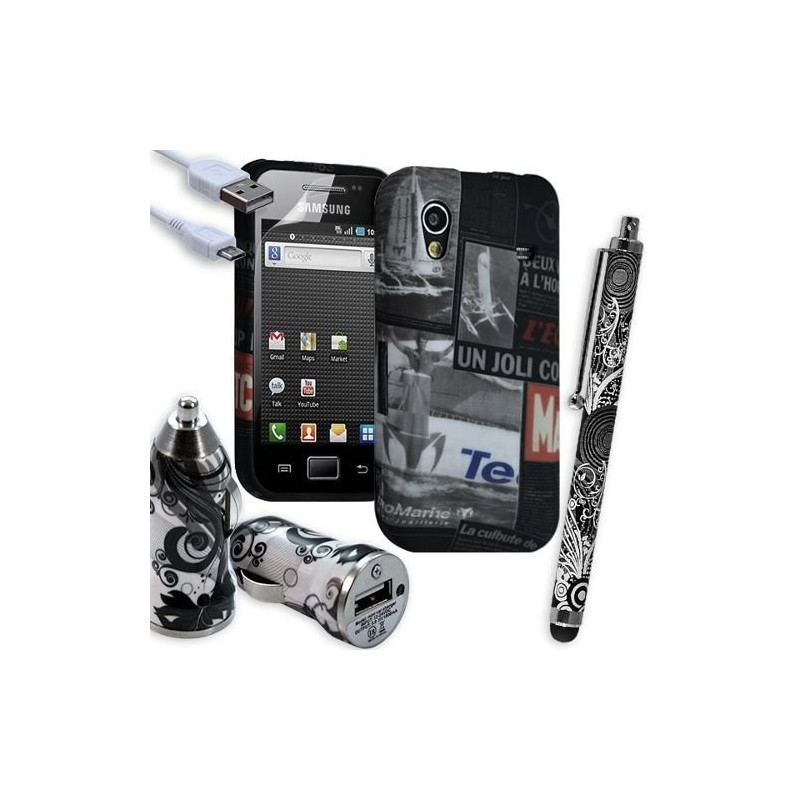 Housse Étui Coque En Gel + Chargeur Voiture Auto + Stylet Pour Samsung Galaxy Ace S5830 S5839i Avec Motif LM17