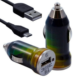 Chargeur Voiture Allume Cigare USB avec Câble Data avec Motif CV06 pour Sony Xperia E