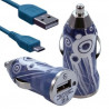 Chargeur Voiture Allume Cigare USB avec Câble Data avec Motif CV07 pour BlackBerry Z10