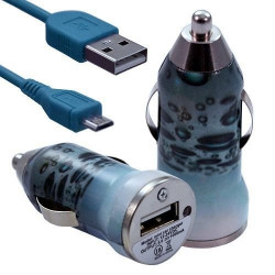 Chargeur Voiture Allume Cigare USB avec Câble Data avec Motif CV08 pour Acer : Betouch E400 / Liquid E1 / Liquid Gallant Duo / 