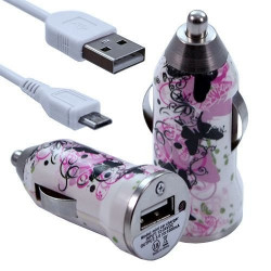 Chargeur Voiture Allume Cigare USB avec Câble Data avec Motif CV14 pour Acer : Betouch E400 / Liquid E1 / Liquid Gallant Duo / 