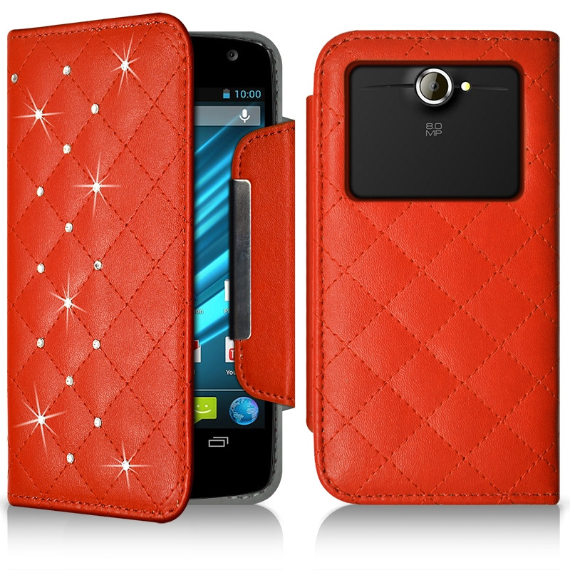 Housse Coque Etui Portefeuille Universel Style Diamant pour Archos 50 Helium 4G Couleur Noir