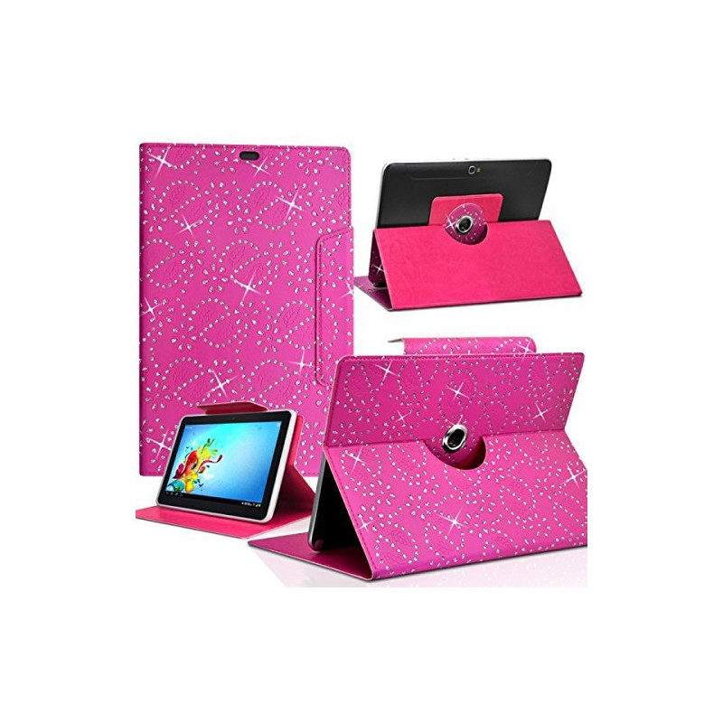 Housse Etui Diamant Universel M Rose Fushia pour Tablette Cube U63GT 8"