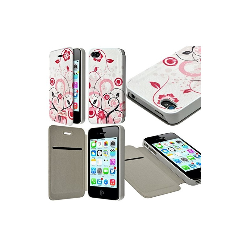 Etui à rabat et porte-carte pour Apple iPhone 4 / 4S motif HF30 + Film de Protection