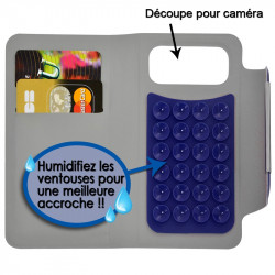 Housse Coque Etui Portefeuille Style Diamant Universel L pour Logicom S504 Couleur Violet