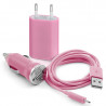 Chargeur 3en1 Secteur Usb Data Rose pour Archos 50d Helium 4G, Diamond 2 Plus