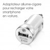 Chargeur maison + allume cigare USB + câble data pour Wiko Cink Peax Couleur Blanc
