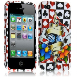 Housse Etui Coque pour Apple Iphone 4 / 4S motif HF14 + Chargeur Auto