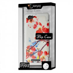 Coque Etui à rabat porte-carte pour Sony Xperia M avec motif KJ12 + Film de Protection