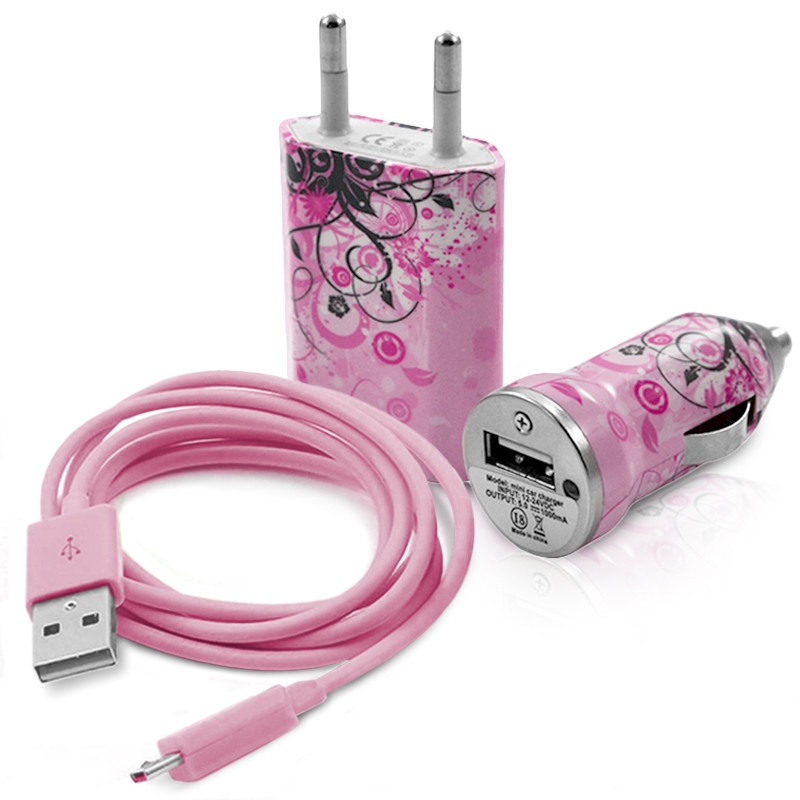 Chargeur auto secteur usb motif HF17 pour Logicom : L-ement 500, L-ement 501, L-ement 550, L-ement 500L