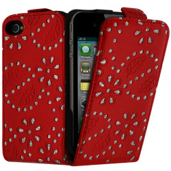 Housse Coque Etui pour Apple iPhone 4/4S Style Diamant couleur Rouge