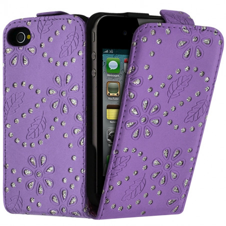 Housse Coque Etui pour Apple iPhone 4/4S Style Diamant couleur Violet