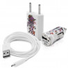 Chargeur auto secteur usb motif HF12 pour Samsung Galaxy : Star, Star 2, Alpha, Young, Young2, Nexus, Teos, Neos, Mini, Win,