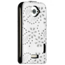 Housse Coque Etui de Protection avec Diamant Couleur Blanc pour HTC One X