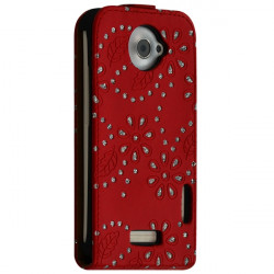 Housse coque étui gaufré pour HTC One X couleur rose fushia + Film Protecteur