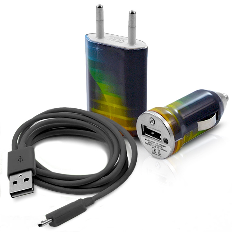 Chargeur maison + allume cigare USB + câble data CV06 pour Alcatel : One Touch 838 /One Touch 903/ One Touch 910 / One Touch 91