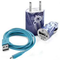 Chargeur maison + allume cigare USB + câble data CV07 pour Alcatel : One Touch 838 /One Touch 903/ One Touch 910 / One Touch 91