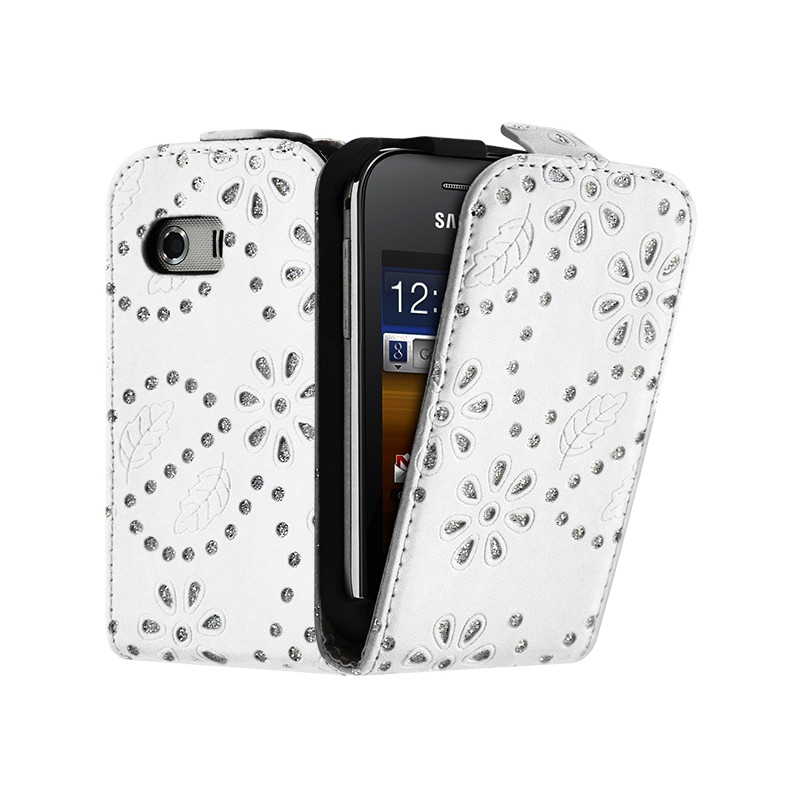 Housse Etui de Protection avec Diamant Blanc pour Samsung Galaxy Y S5360