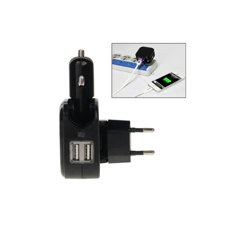 Adaptateur Secteur allume-cigare Voiture 2 ports USB pour tous smartphone Samsung Apple Sony Wiko