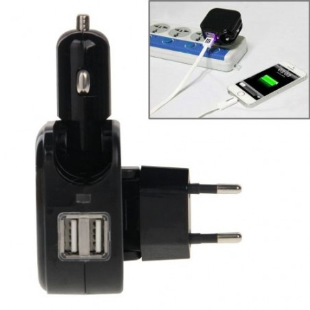 Adaptateur Secteur allume-cigare Voiture 2 ports USB pour tous smartphone Samsung Apple Sony Wiko