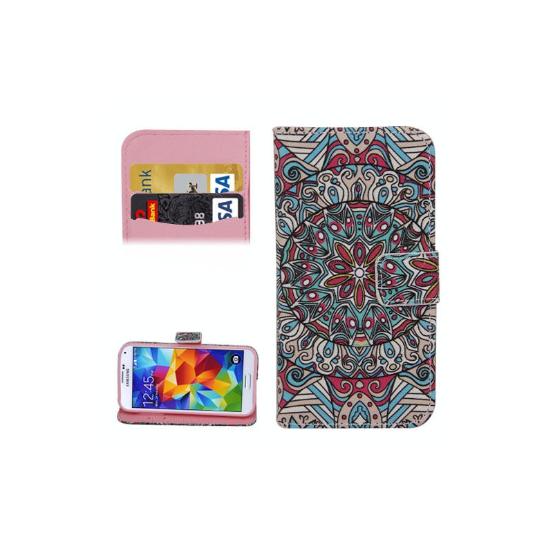 Etui Portefeuille Support Motif pour Samsung Galaxy S5 Mini