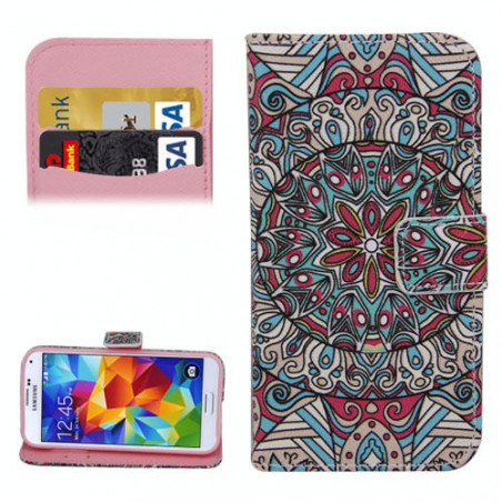 Etui Portefeuille Support Motif pour Samsung Galaxy S5 Mini