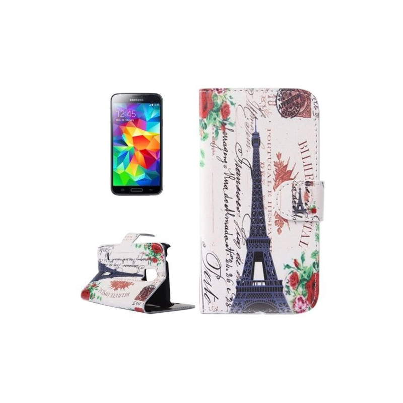 Etui Portefeuille Support Motif pour Samsung Galaxy S5 Mini