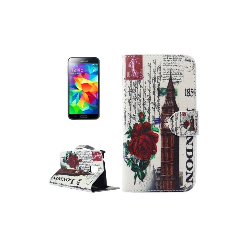 Etui Portefeuille Support Motif pour Samsung Galaxy S5 Mini