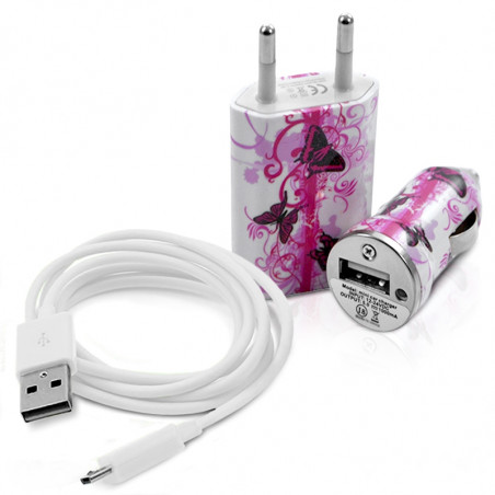 Chargeur maison + allume cigare USB + câble data CV09 pour Thomson : Nimble TH1035MT/ Link 475X / Link 3.5 TH1125MX / Link 4.0 