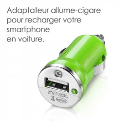 Chargeur maison + allume cigare USB + câble data pour Wiko Cink + Couleur Vert