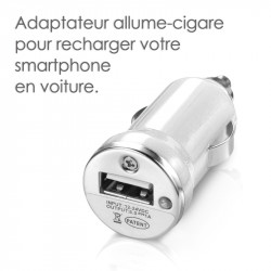 Chargeur maison + allume cigare USB + câble data pour Wiko Darkside Couleur Blanc