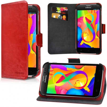 Etui Universel L Porte-Carte à Attaches Couleur Rouge pour Samsung Galaxy J7