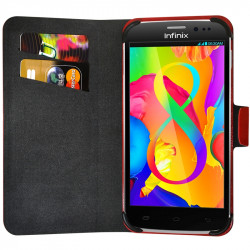 Etui Universel L Porte-Carte à Attaches Couleur Rouge pour Samsung Galaxy J7