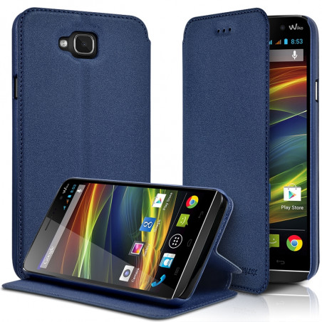 Housse Coque Etui à rabat latéral Fonction Support Couleur Anthracite pour Wiko Slide + Film de protection