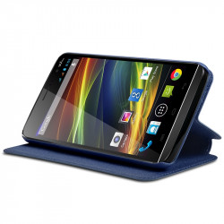 Housse Coque Etui à rabat latéral Fonction Support Couleur Anthracite pour Wiko Slide + Film de protection