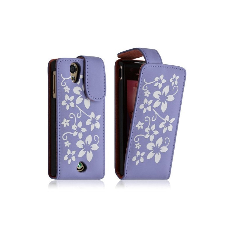 Housse étui coque pour Sony Ericsson Xperia Ray motif fleurs couleur violet