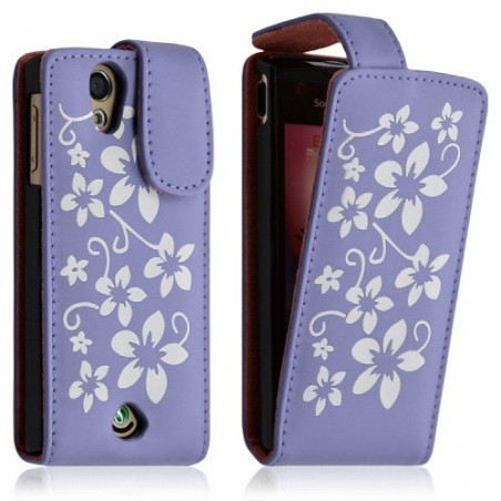 Housse étui coque pour Sony Ericsson Xperia Ray motif fleurs couleur violet