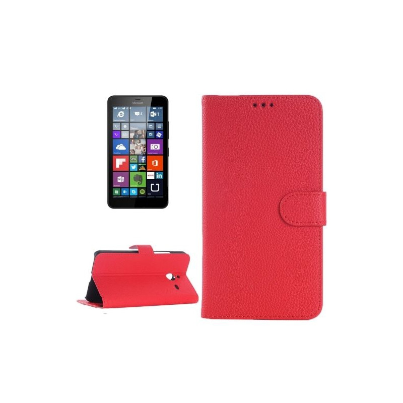Etui Portefeuille Support Couleur Rouge pour Nokia Microsoft Lumia 640 XL
