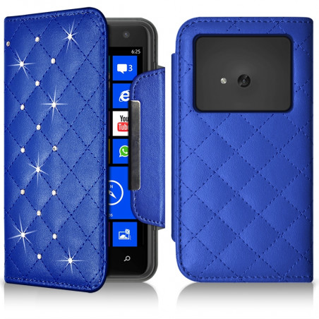 Housse Coque Etui Portefeuille Universel Style Diamant pour Archos 50 Helium 4G Couleur Noir