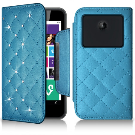 Housse Coque Etui Portefeuille Universel Style Diamant pour Archos 50 Helium 4G Couleur Noir