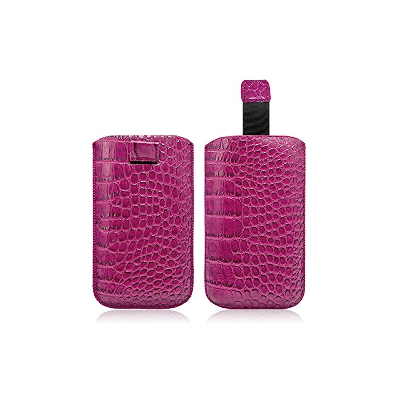 Housse Coque Etui Pochette Style Croco Couleur Rose Fushia pour Sony Xperia E1