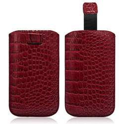 Housse Coque Etui Pochette Style Croco Couleur Rouge pour Sony Xperia E1