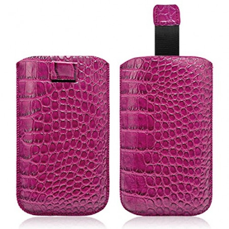 Housse Coque Etui Pochette Style Croco Couleur Rose Fushia pour Sony Xperia SP