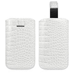 Housse Coque Etui Pochette Style Croco Couleur Blanc pour Sony Xperia SP