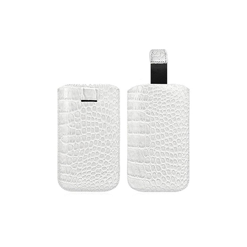 Housse Coque Etui Pochette Style Croco Couleur Blanc pour Sony Xperia SP