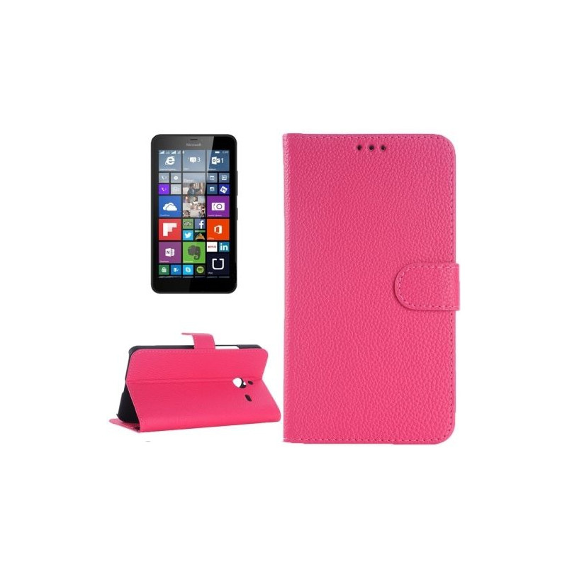 Etui Portefeuille Support Couleur Rose pour Nokia Microsoft Lumia 640 XL