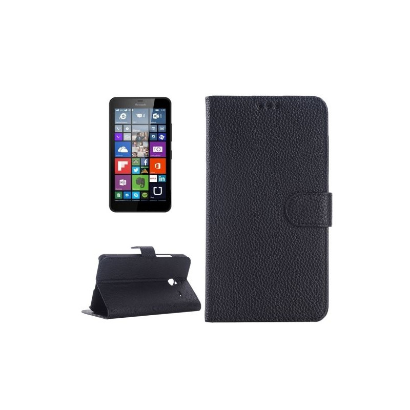 Etui Portefeuille Support Couleur Noir pour Nokia Microsoft Lumia 640 XL